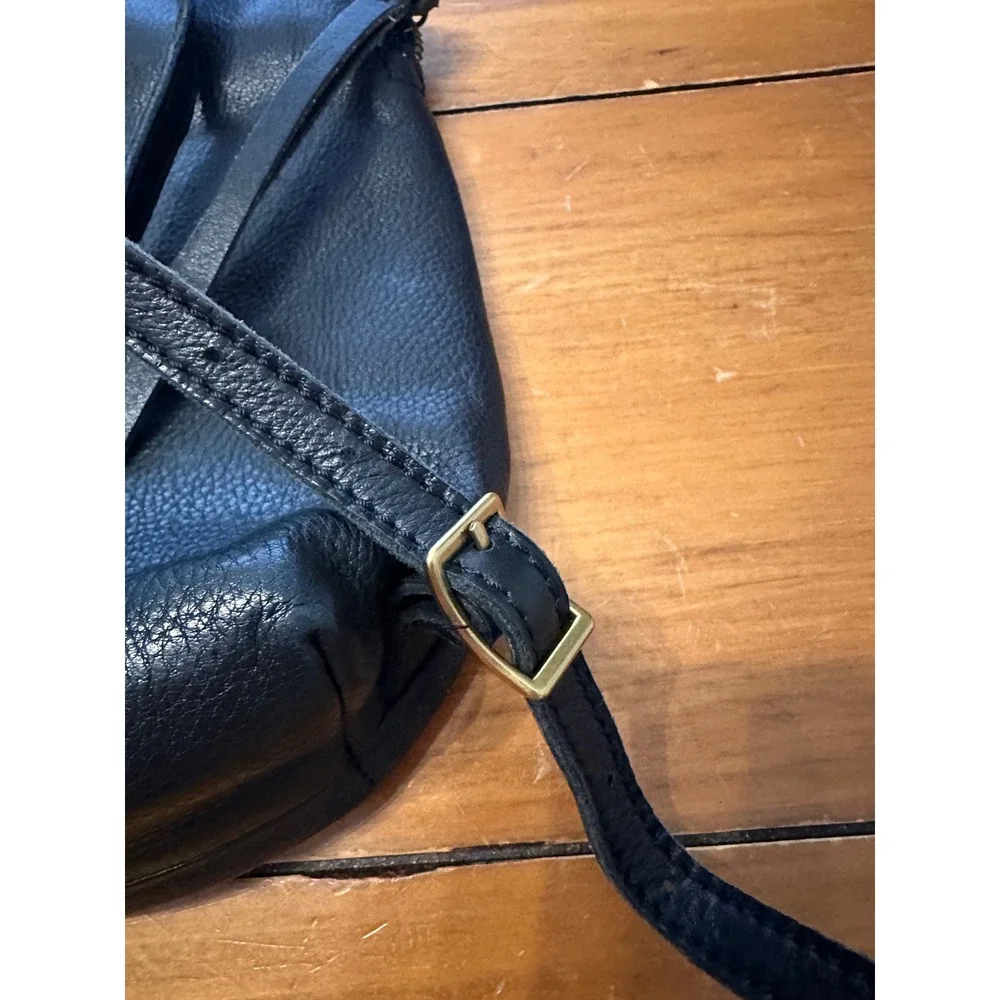 Margot New York Black Genuine Leather Dome Backpack Gold Hardware Small Mini